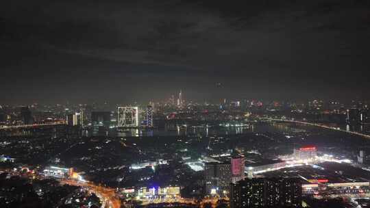 广州番禺区夜景航拍视频素材模板下载