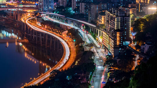 重庆李子坝夜景延时