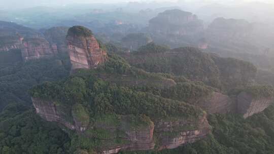 广东韶关丹霞山5A景区晚霞日落夕阳航拍