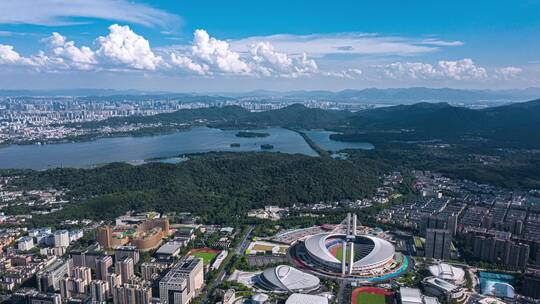 西湖 杭州西湖 全景 黄龙体育中心