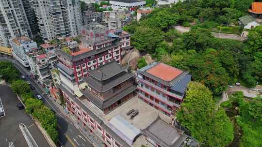 航拍厦门鸿山寺景观