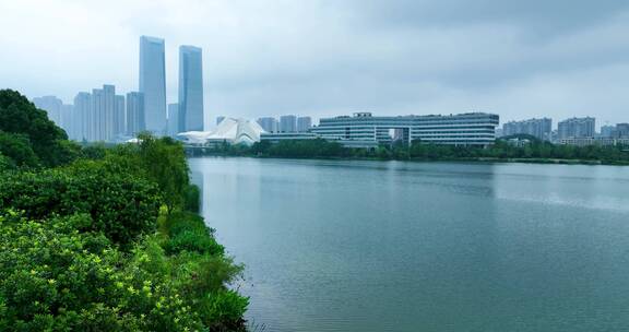 4K高空航拍长沙高新区梅溪湖片区合集3