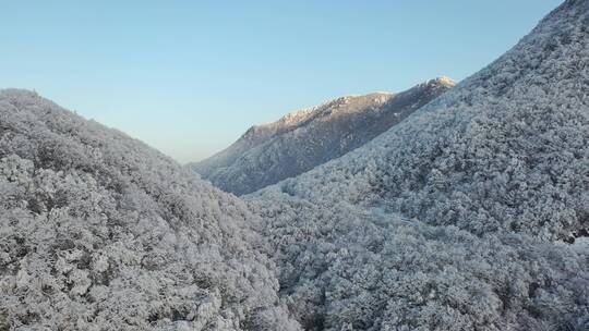 航拍湖北神农架风景区冬季雪山冰雪风光雪景