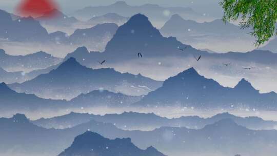 中式水墨山水风景