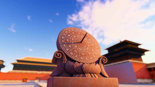 北京故宫日晷石雕延时摄影视频素材模板下载