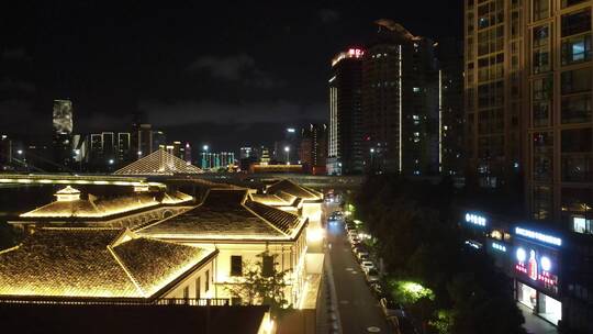 宁波江北区老外滩日转夜景4K航拍