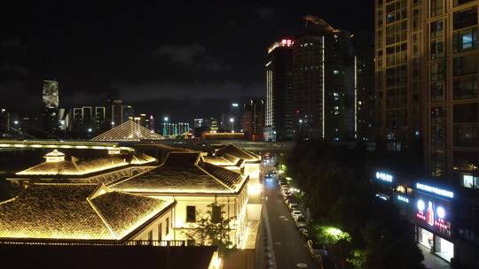 宁波江北区老外滩日转夜景4K航拍视频素材模板下载