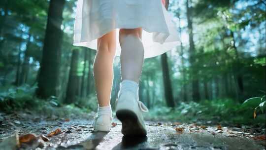 清新治愈的自然光影阳光森林女孩广告快切