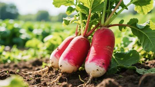 蔬菜田地里的甜菜和萝卜生长
