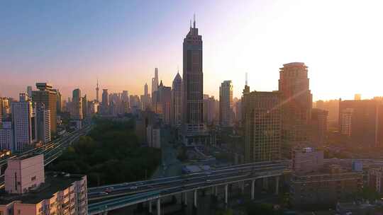 上海市 南北高架 延安路高架 枢纽 航拍全景