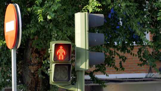 一个红人变成了绿人，在红绿灯前行走，从30秒开始倒计时