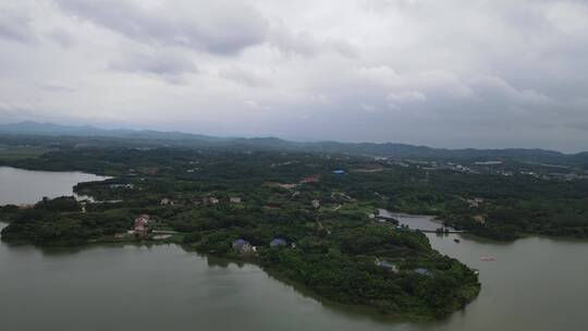 航拍湖南岳阳芭蕉湖