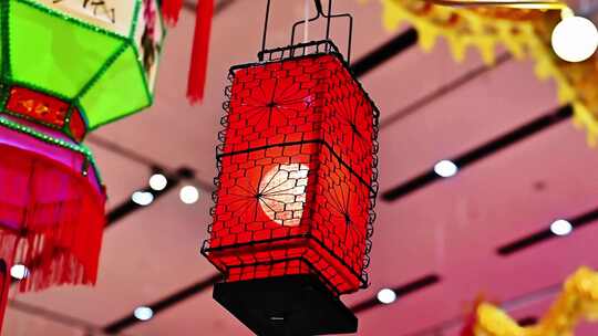 中国传统节日春节挂花灯宫灯元宵节灯会