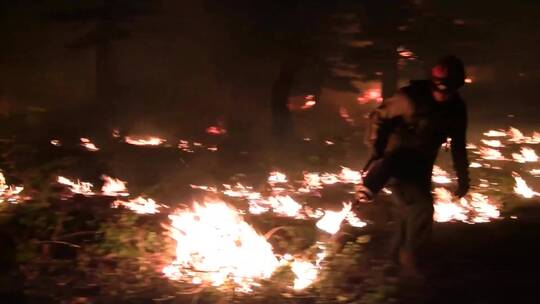 消防员在森林灭火