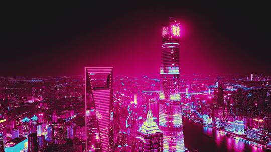 上海赛博朋克夜景视频素材模板下载