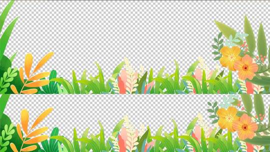 六组120帧花草生长摇摆循环透明动画素材