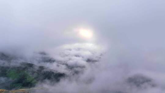 【4K超清】航拍广西龙脊梯田云雾空镜
