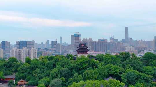 武汉黄鹤楼航拍湖北武昌区地标建筑城市风景