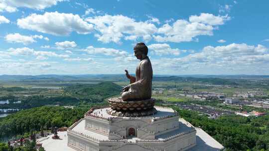 吉林敦化六鼎山文化旅游区航拍延时景观