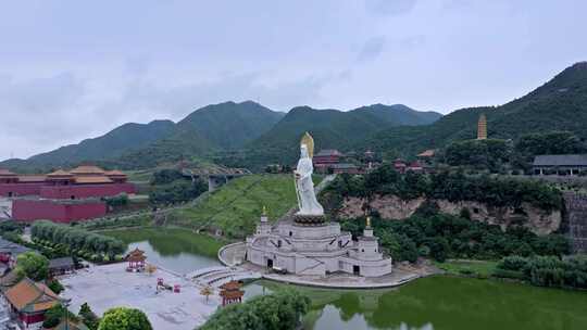 航拍宜阳灵山寺送子观音