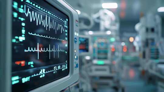 医院心电图监护仪画面