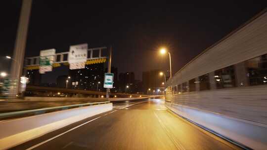 夜晚城市开车下班回家（超长线路）视频素材模板下载