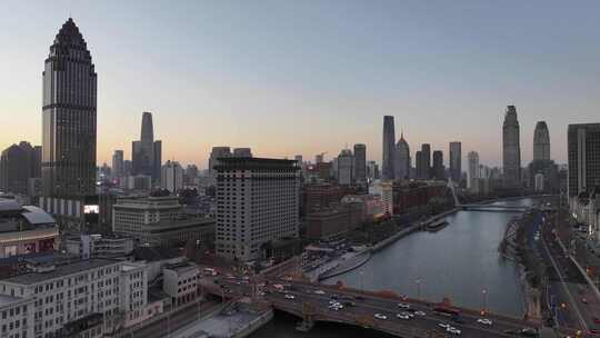 天津和平区天津大景海河天津夜景航拍