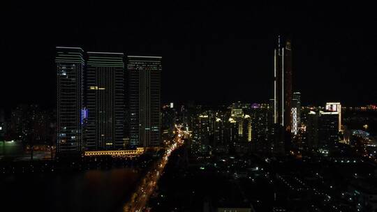 福建 厦门 城市 夜景 航拍