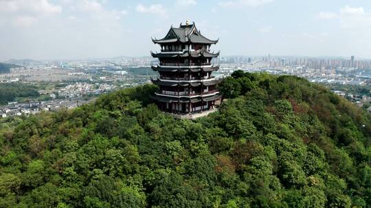 安徽省马鞍山市采石矶景区三台阁航拍