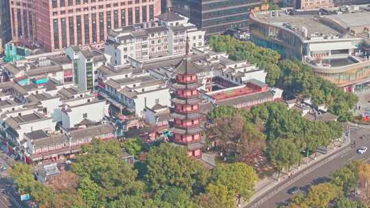 浙江宁波天封塔城市风景航拍