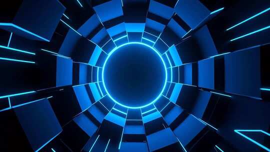 科技感蓝色隧道穿梭素材