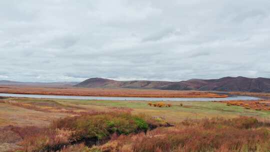 秋天呼伦贝尔中俄边境边防公路卡线沿途风景