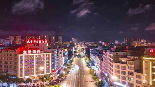 文山七花南路夜景车流延时