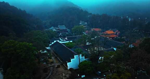 4k长沙湖南大学岳麓书院夜景航拍