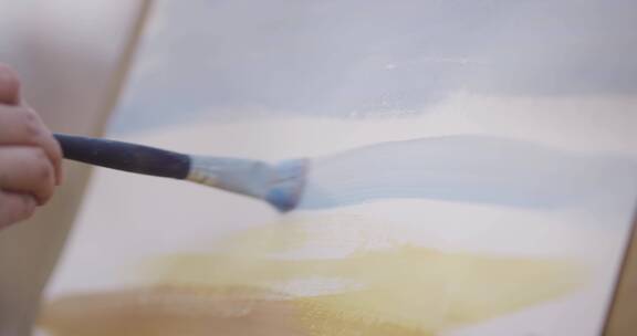【8K正版素材】艺术水粉风景画笔触近景