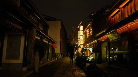 南京秦淮河附近历史人文景观夜景