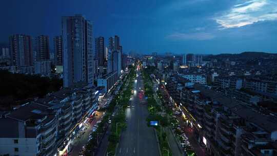 景德镇市夜景航拍珠山区珠山大道城市夜晚