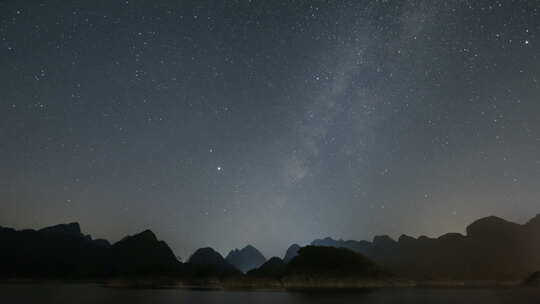 冬季银河悬臂星空延时摄影