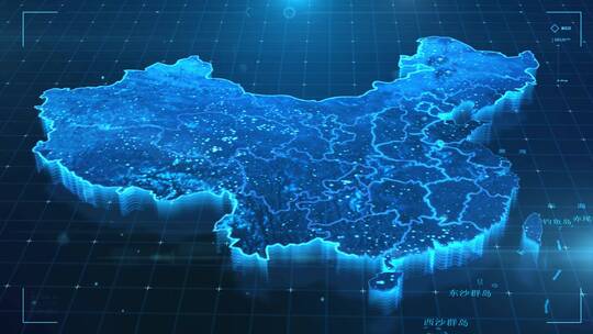 蓝色科技中国地图辐射全国-湖南长沙AE视频素材教程下载