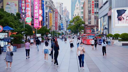 南京路步行街街景视频素材模板下载