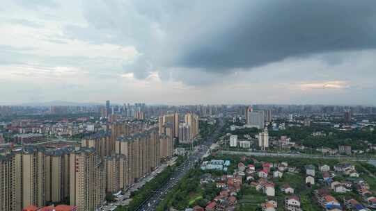 航拍衡阳城市道路衡州大道高空