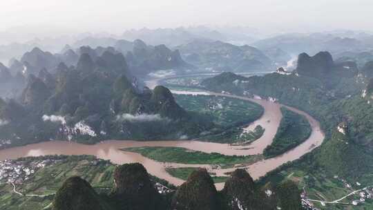 桂林山水漓江风光航拍