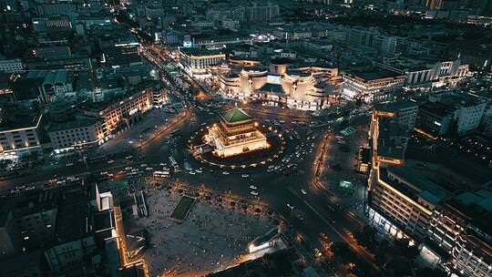 航拍西安钟楼夜景