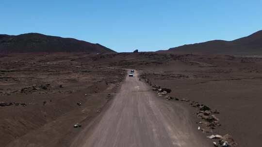 火山，火山口，道路，汽车