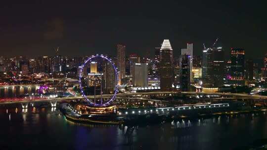 城市夜景摩天轮高楼俯瞰