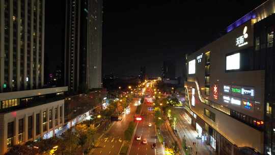 杭州下沙高沙路夜景航拍