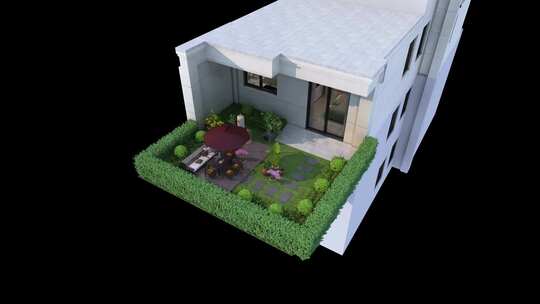 别墅模型庭院花园生长动画