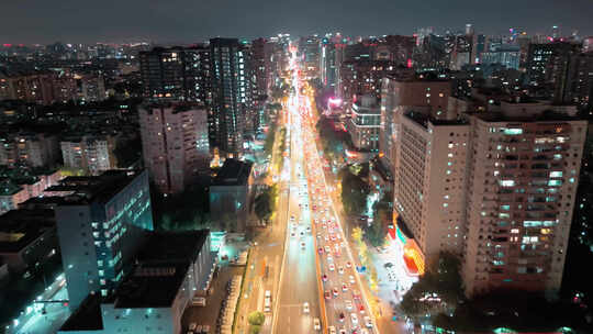 成都夜景航拍 夜晚天府大道 天府大桥