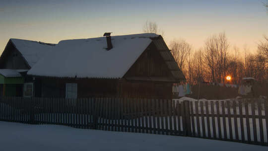 冬季农村木屋