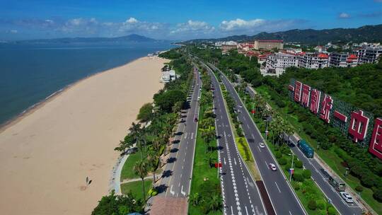 厦门航拍环岛路海边风景视频素材模板下载